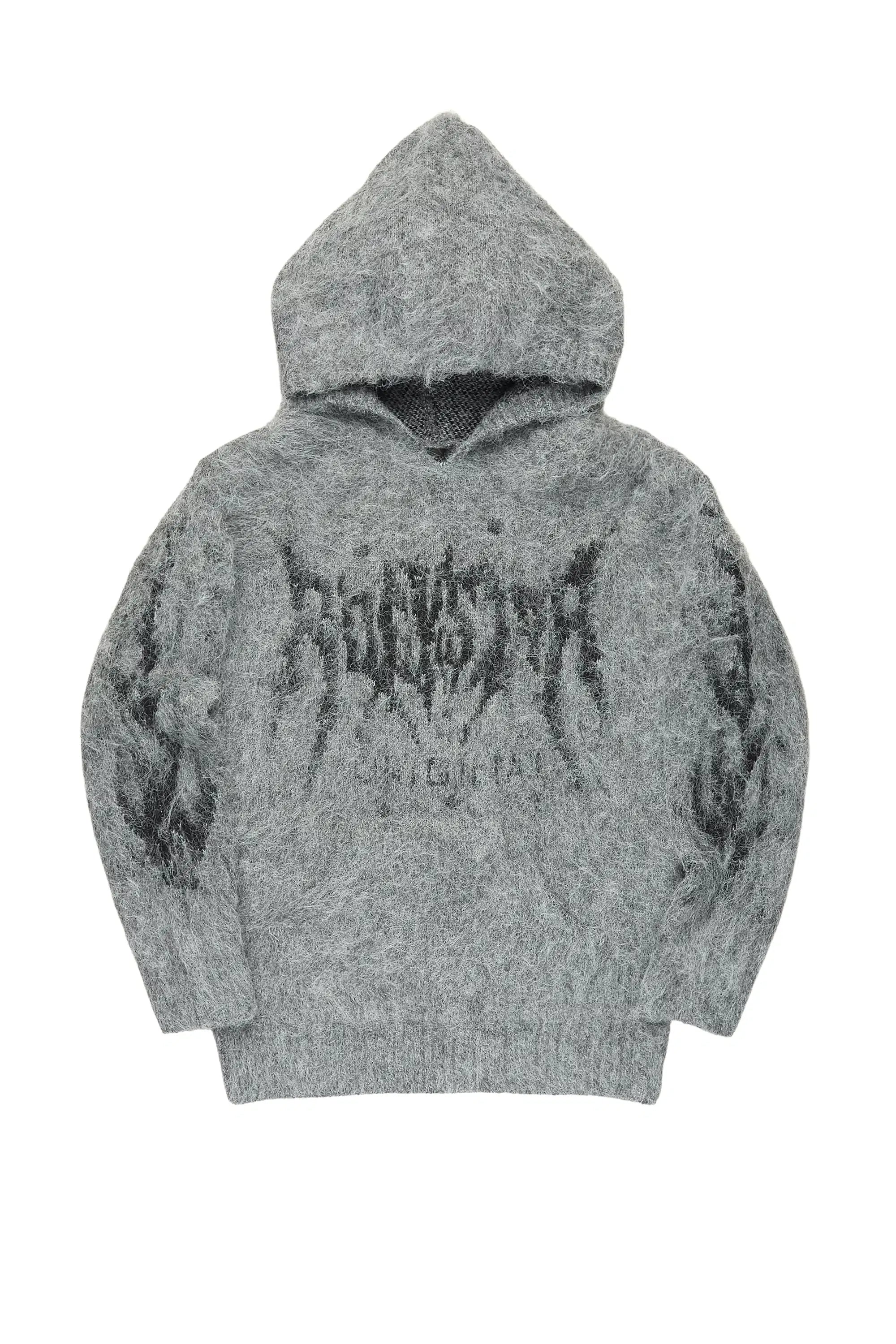 Boys Raymond Grey Graphic Knitted Hoodie