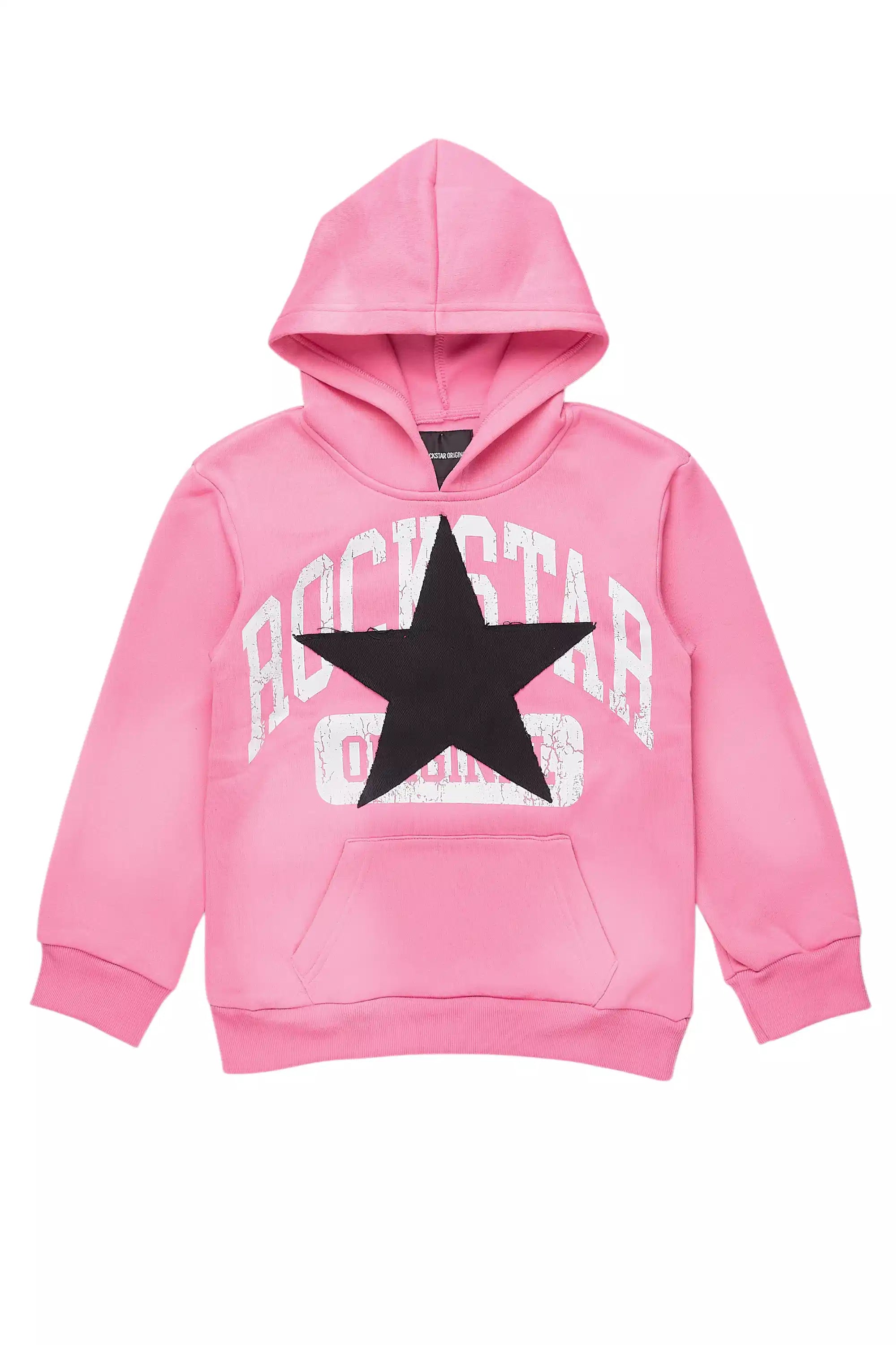 Girls Danika Pink/Black Graphic Hoodie with Patch