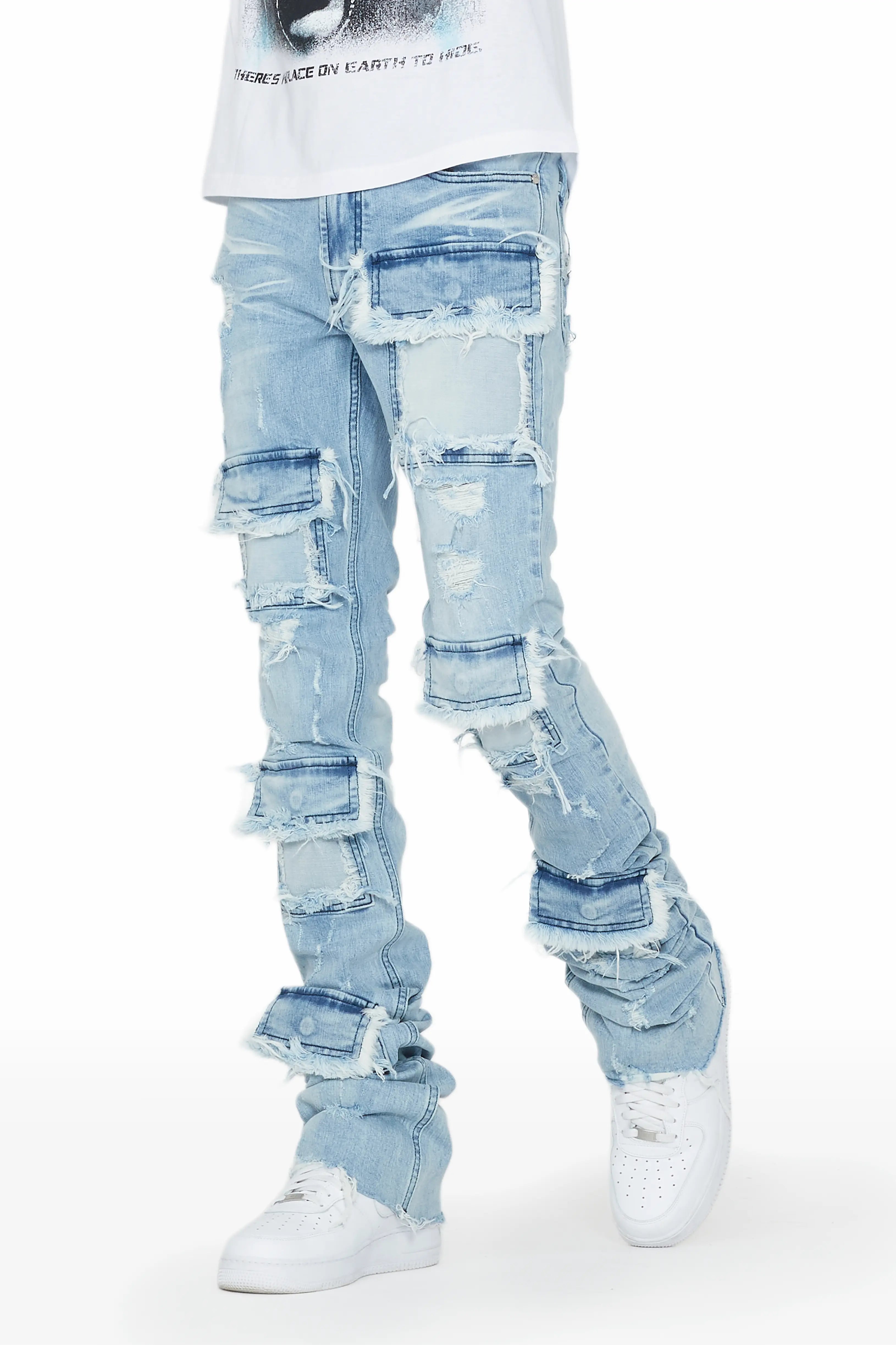 Stacked Jeans: Men's Stacked Skinny Denim Streetwear Jeans