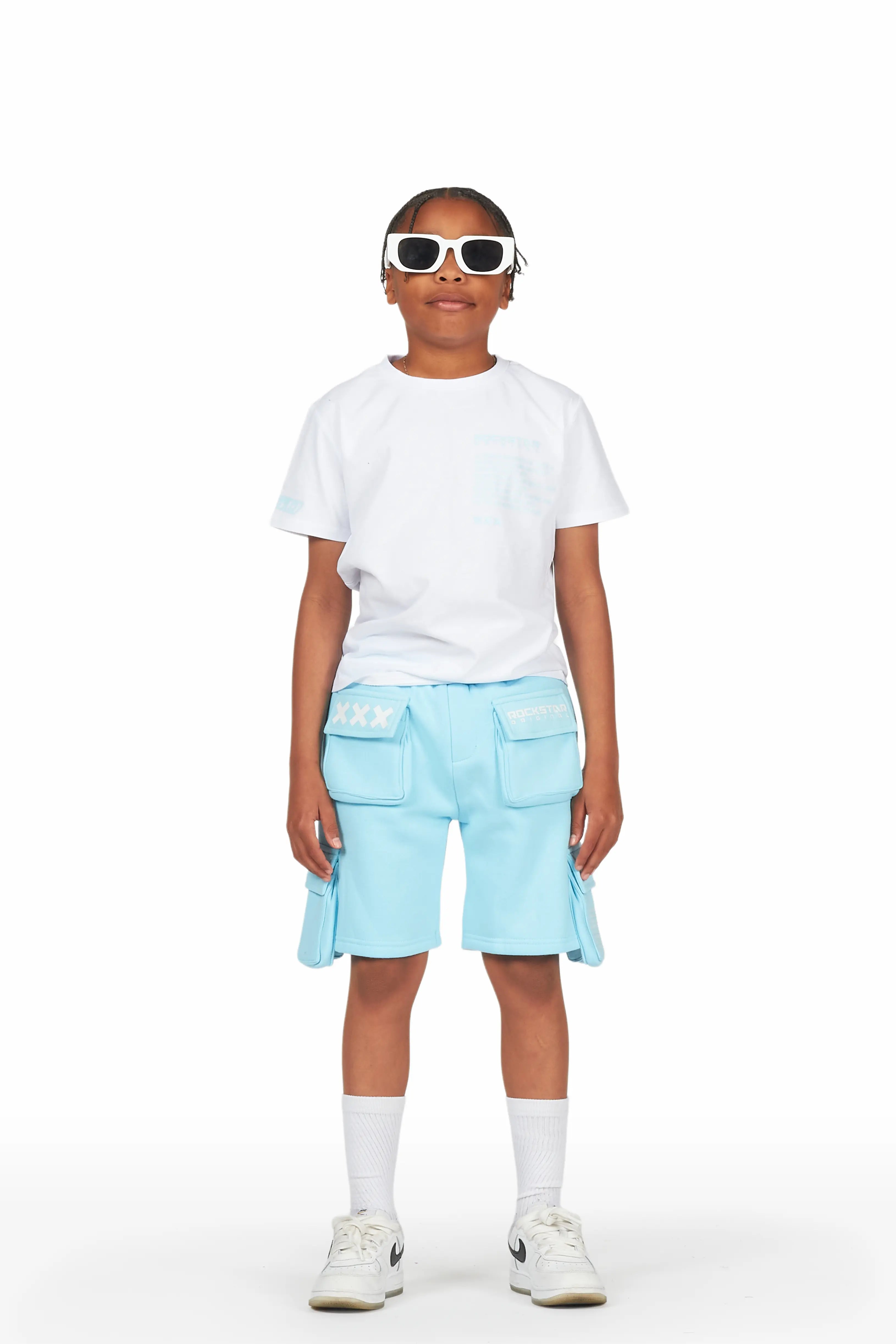 Boys Jash White/Blue Short Set