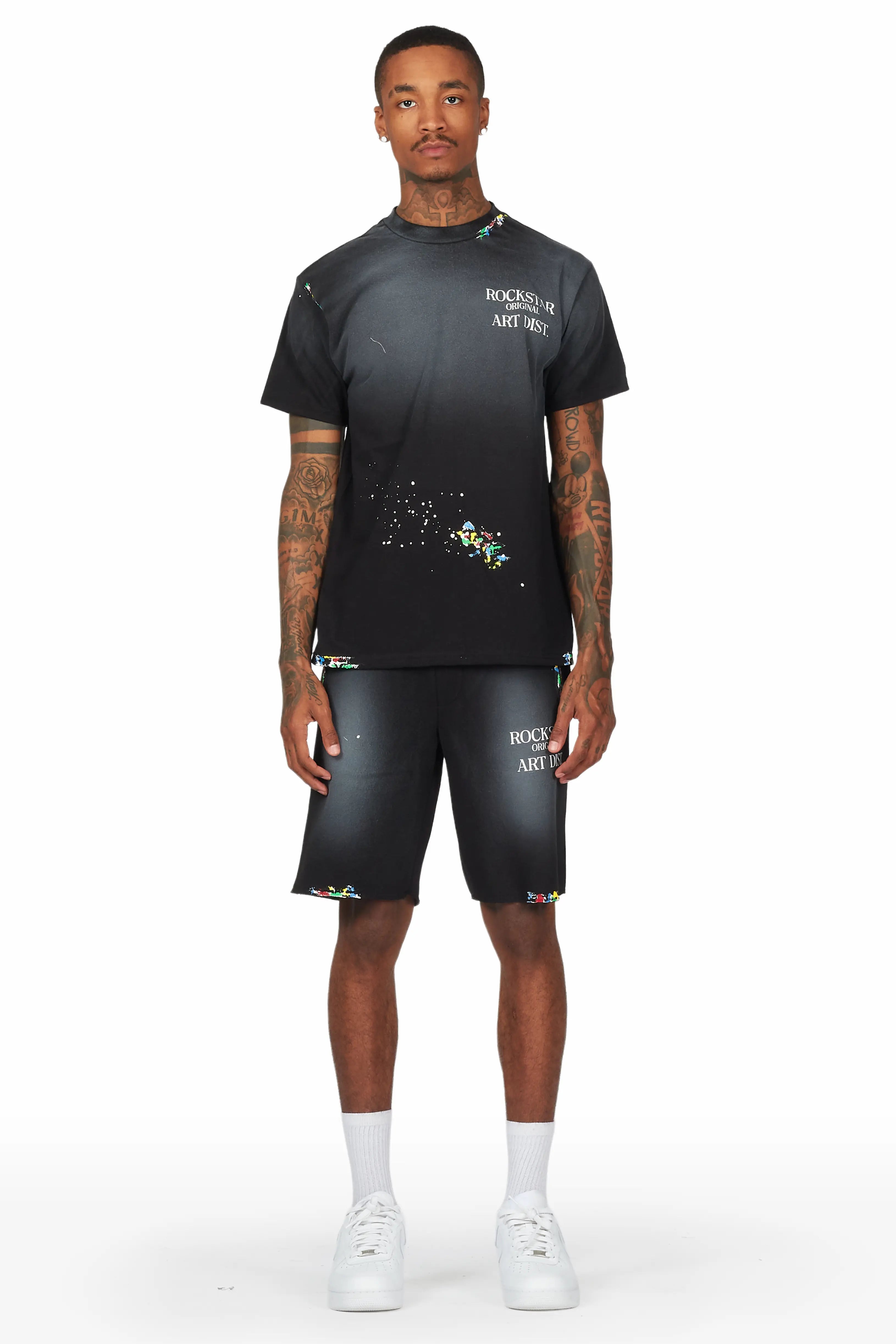 Rockstar Art Dist. Black T-Shirt Short Set