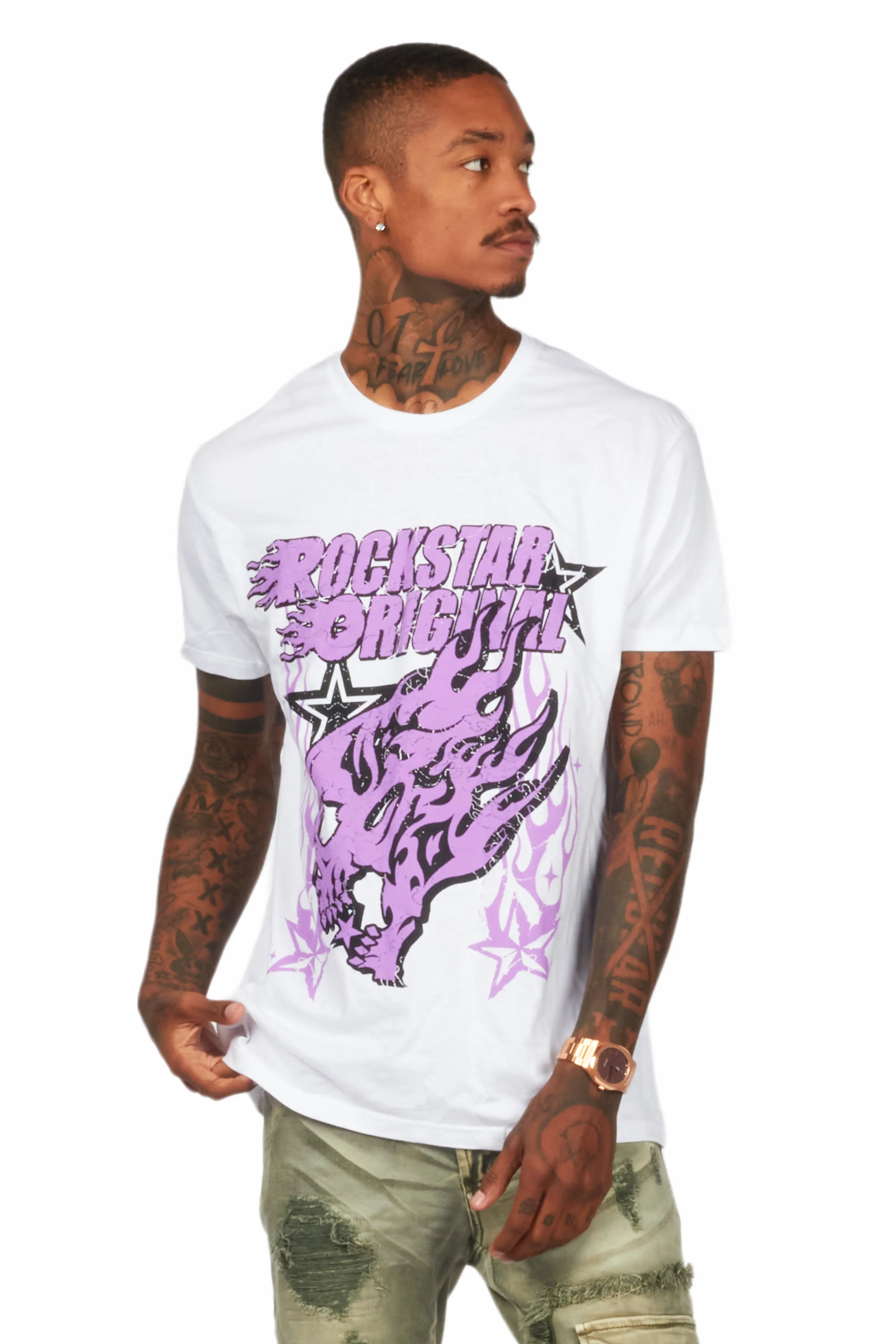 Smitty White/Purple Graphic T-Shirt