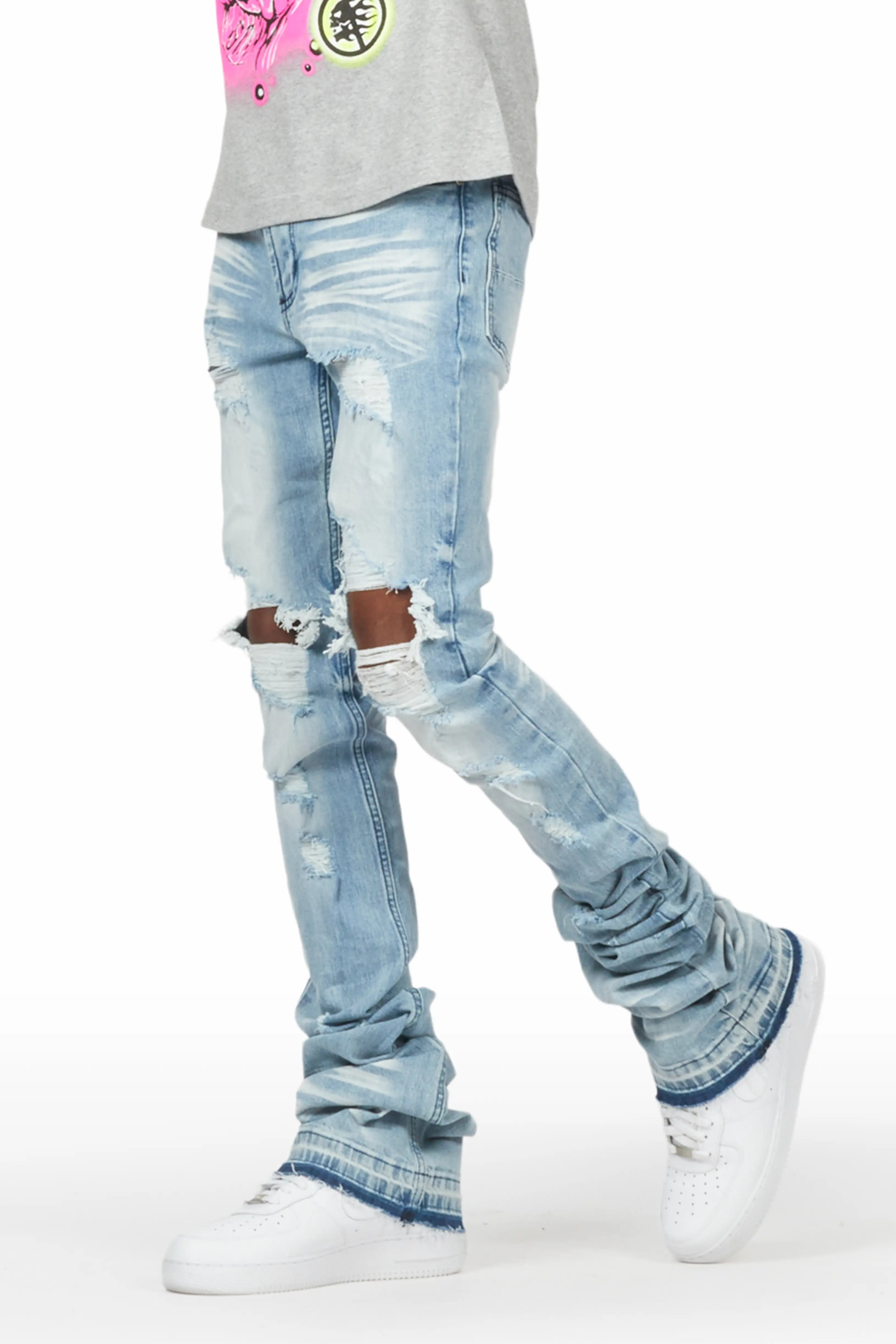 Zahir Blue Super Stacked Flare Jean