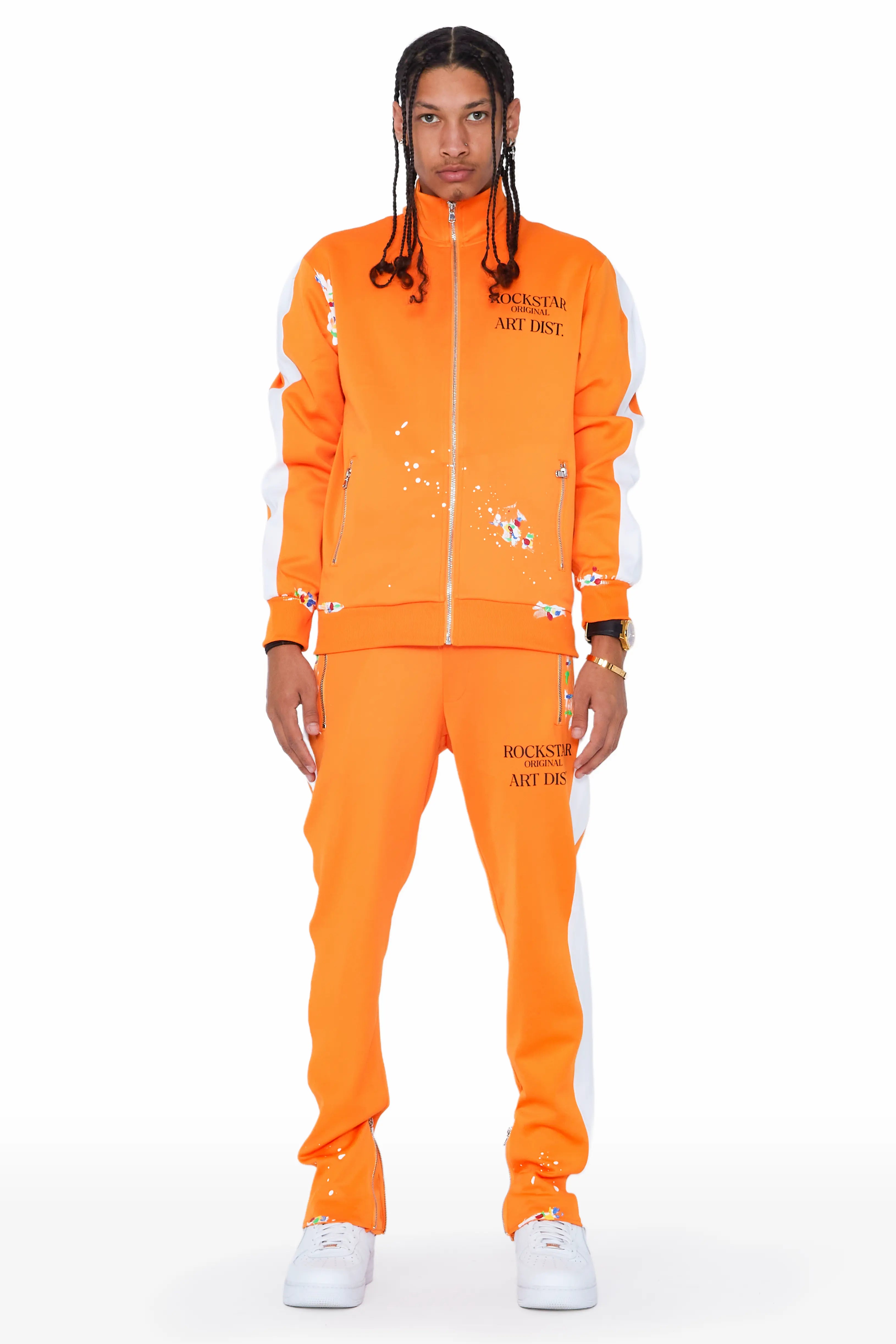 Rockstar Art Dist. Orange Tricot Slim Fit Track Set