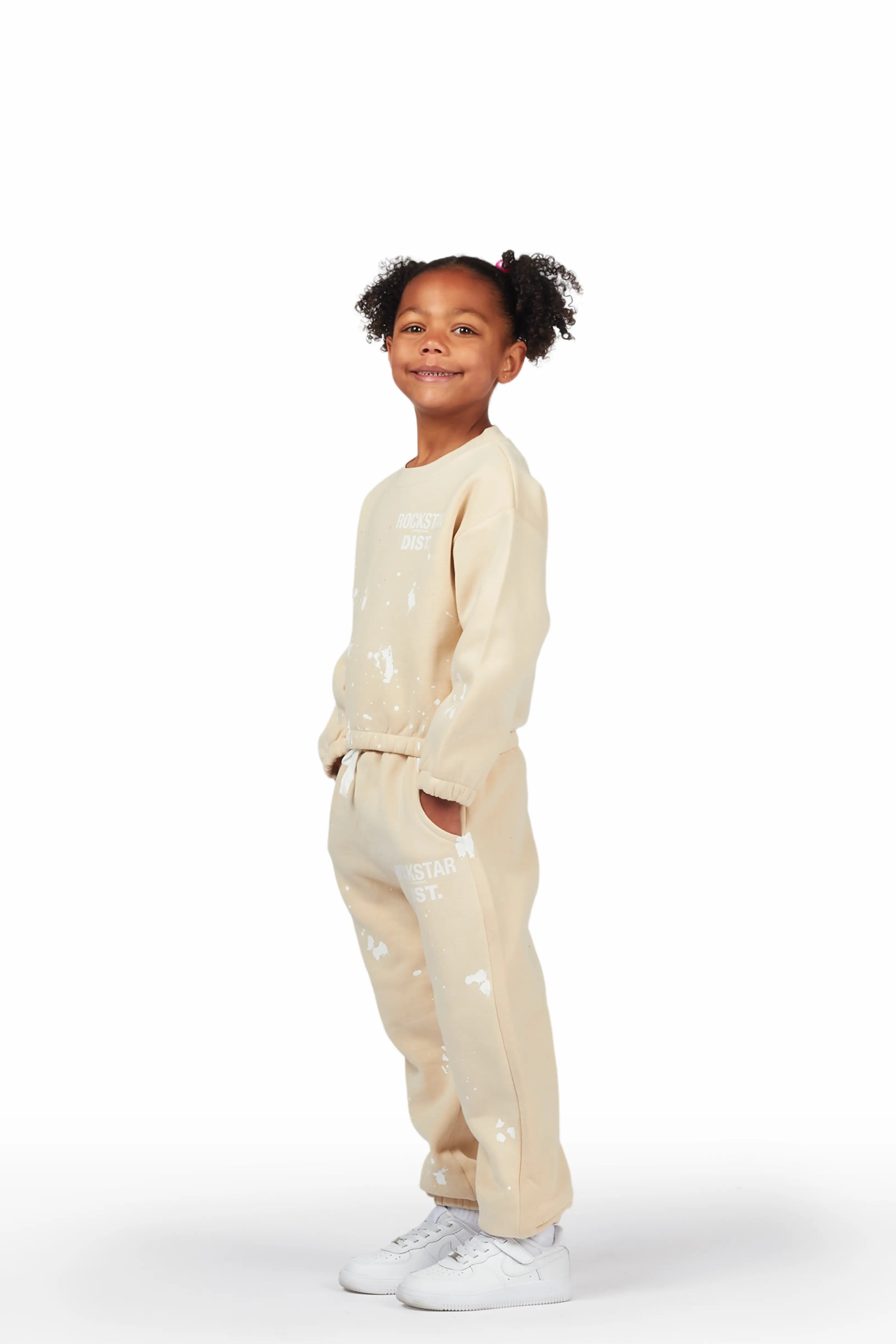 Girls Hadley Light Mocha Crop Top Pant Set