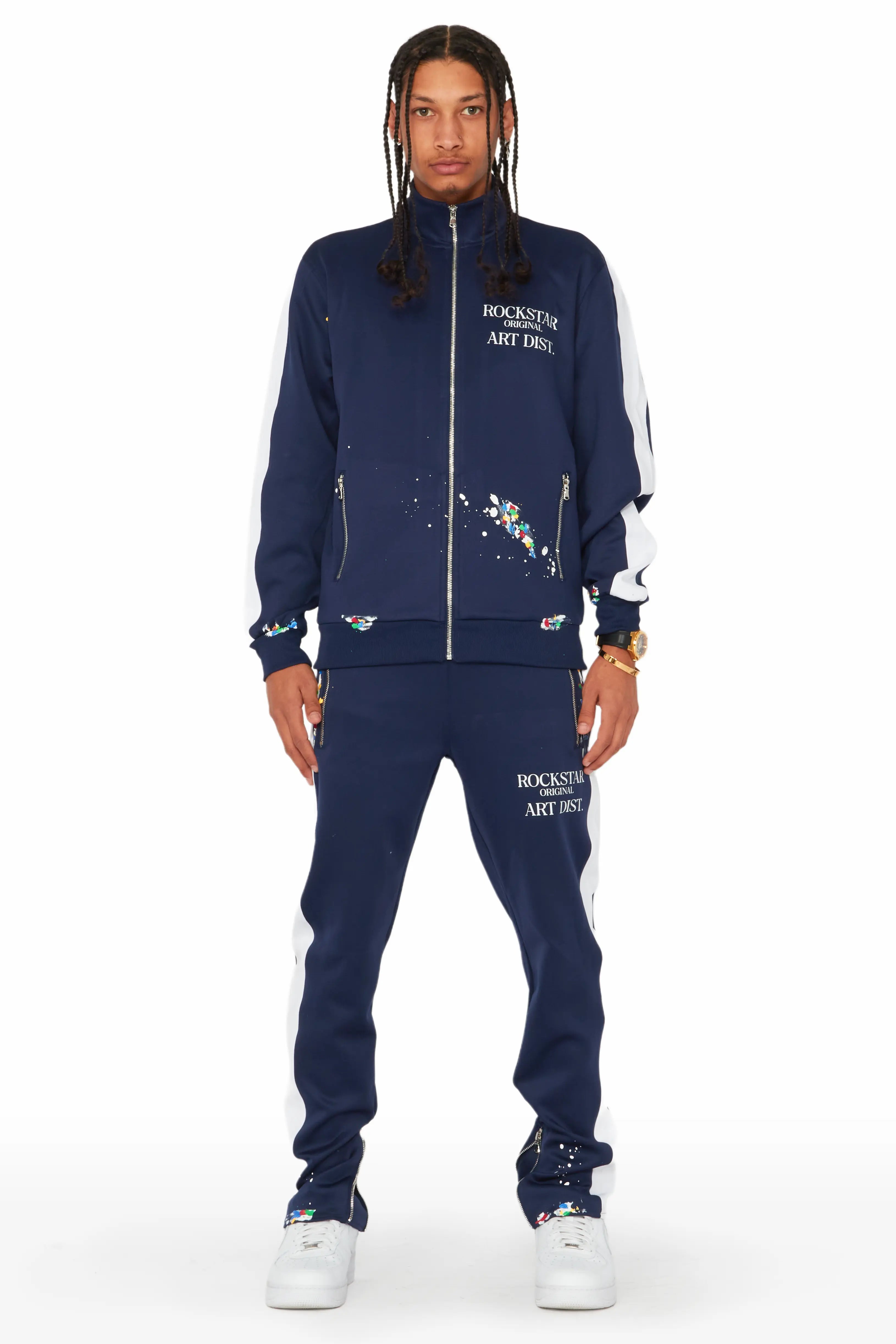 Rockstar Art Dist. Navy Tricot Slim Fit Track Set