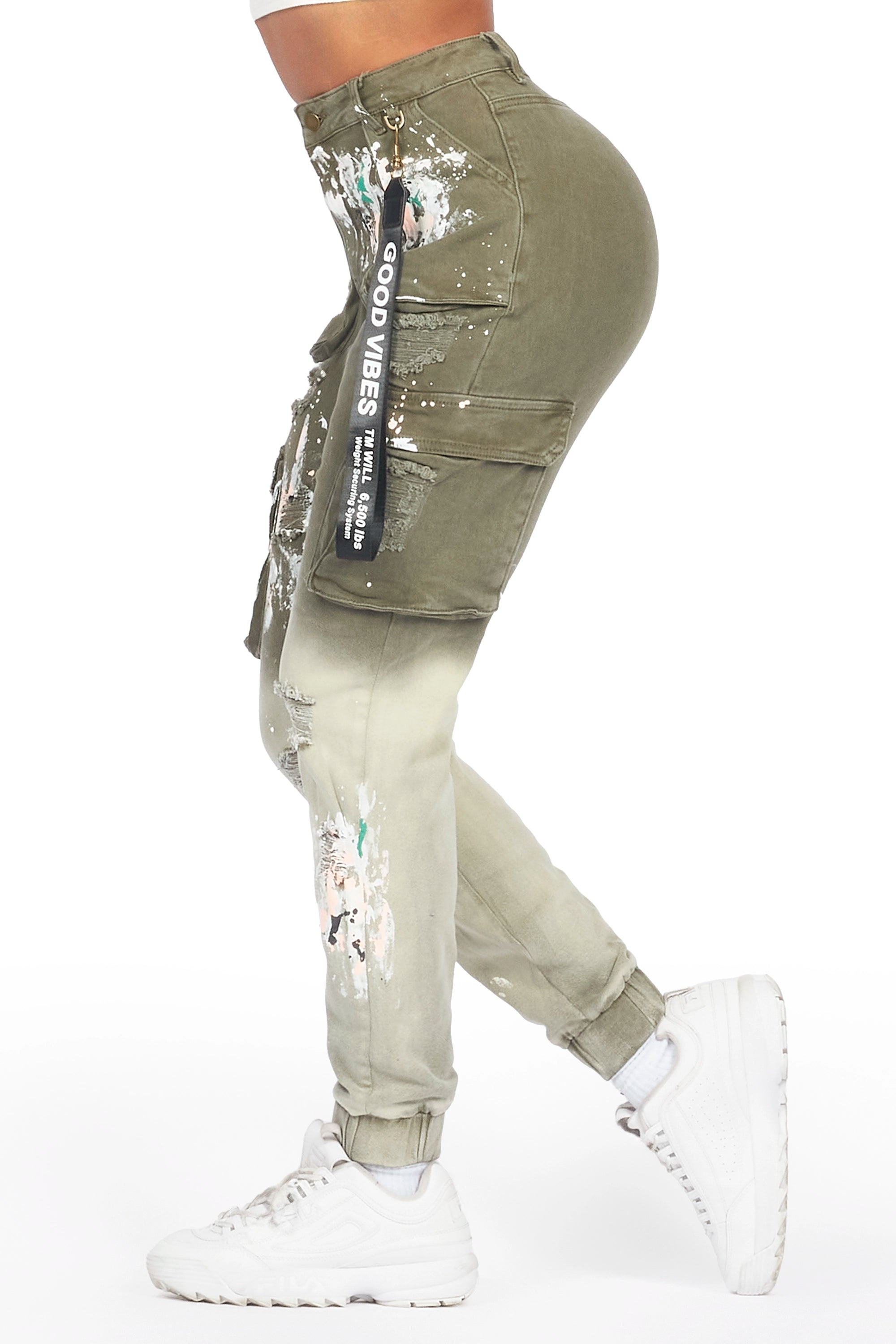 Kherry Olive Painted Jogger Jean