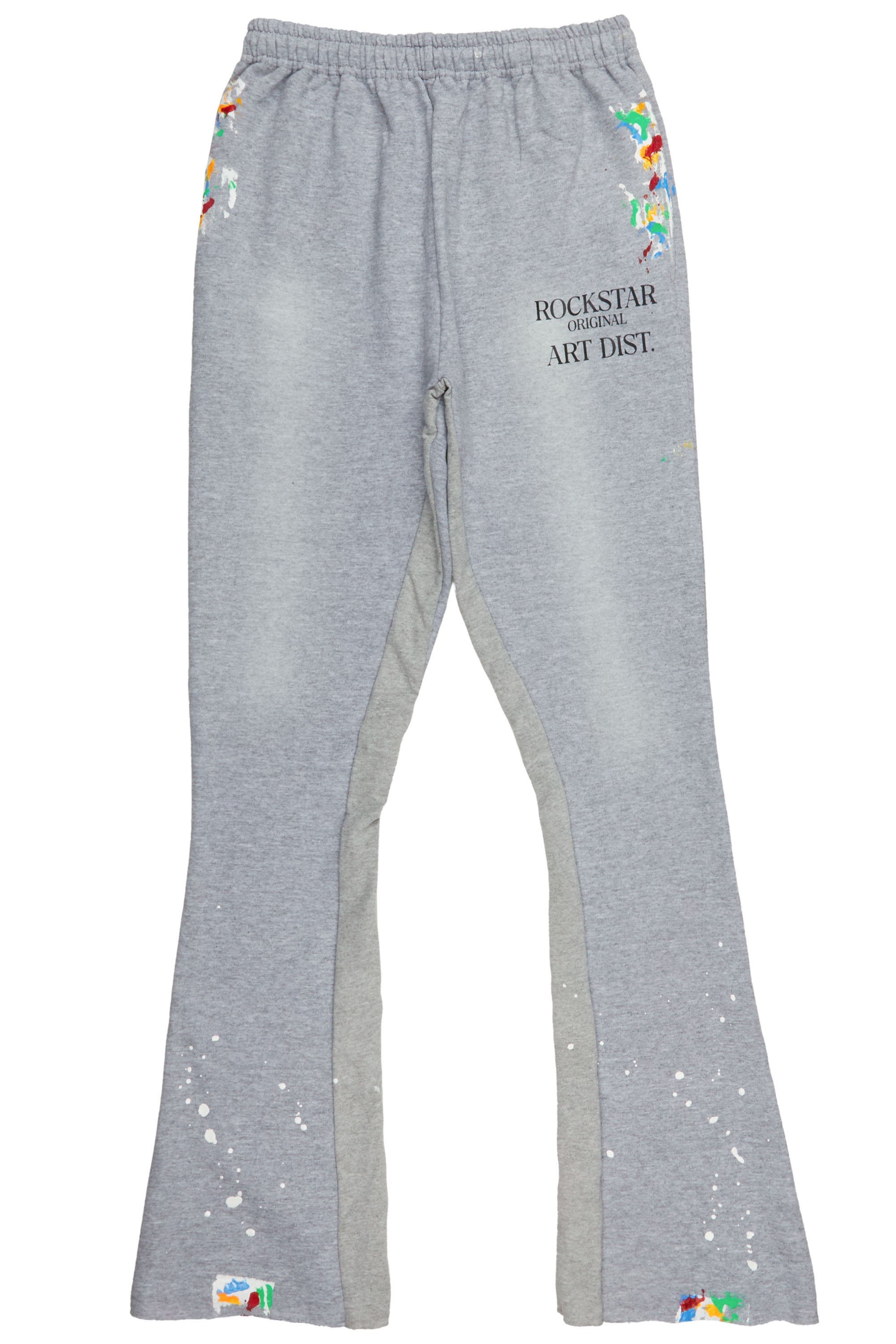 NTWRK - Rockstar Art Dist Heather Grey Stacked Flare Pants