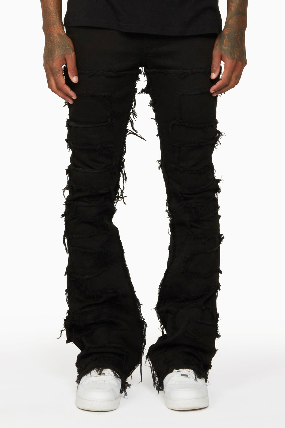 Shake Black Stacked Flare Jean