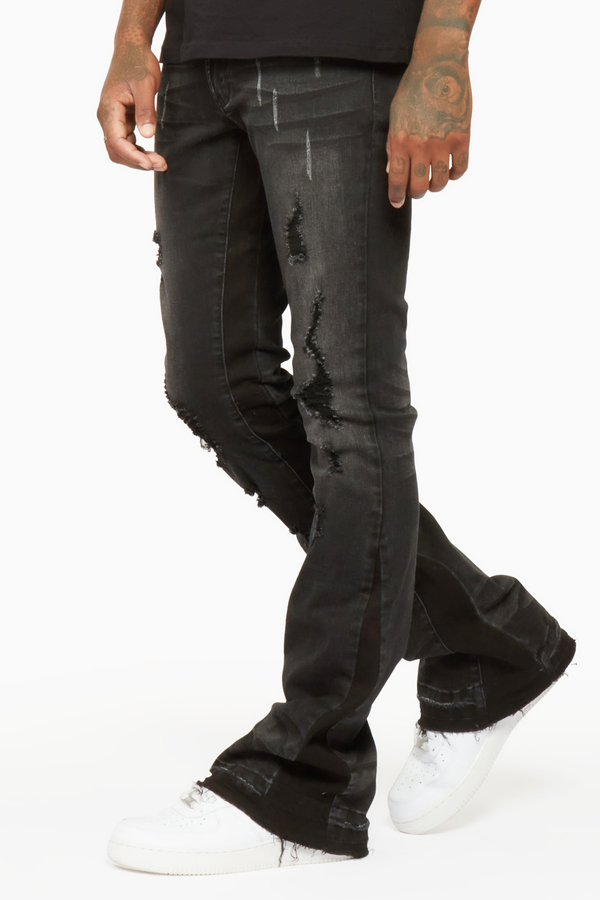 PURPOSE BLACK STACKED FLARE JEAN – Players Closet