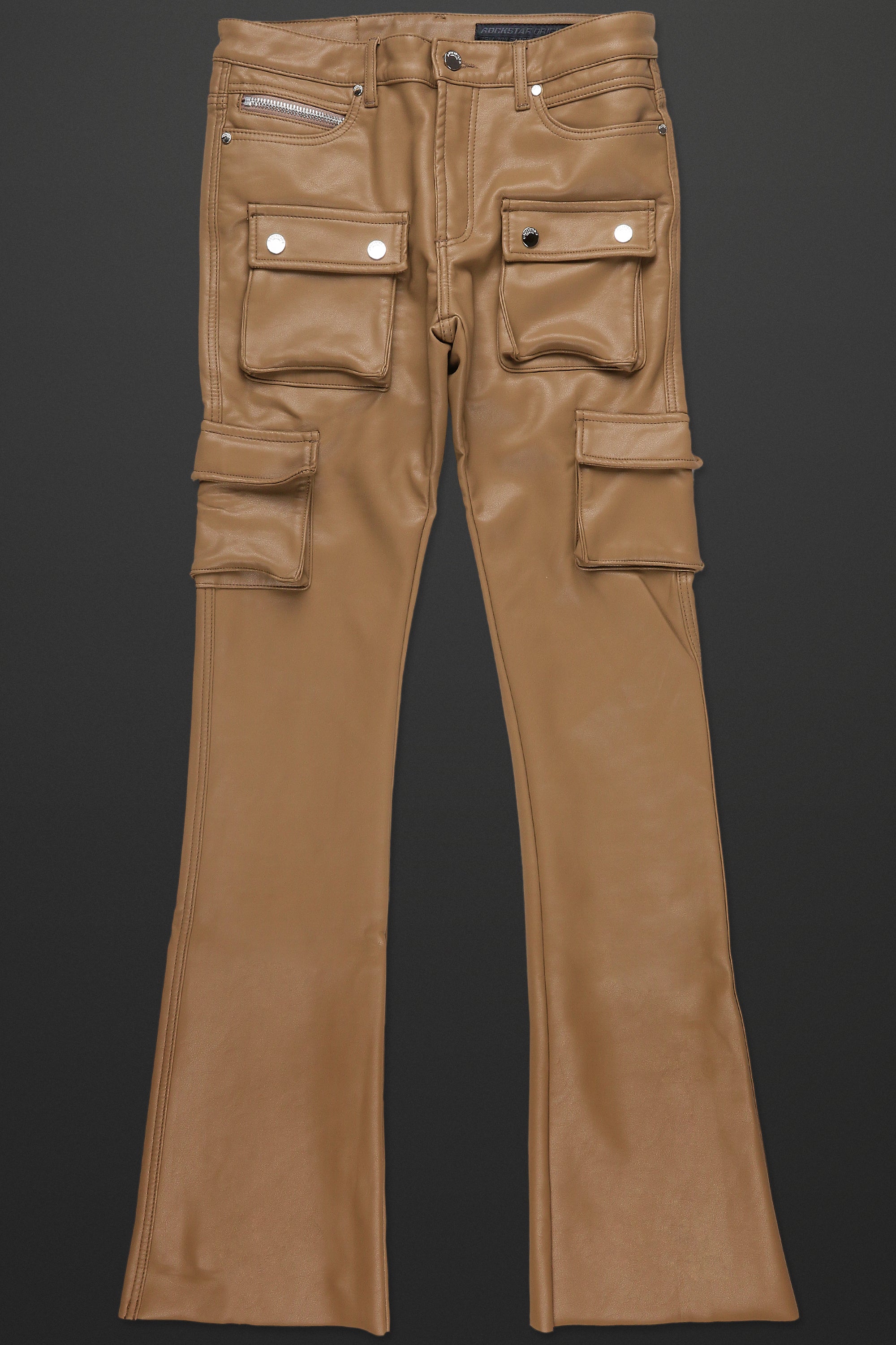 Leather Stacked Pants Men's: Faux Leather Stacked Denim