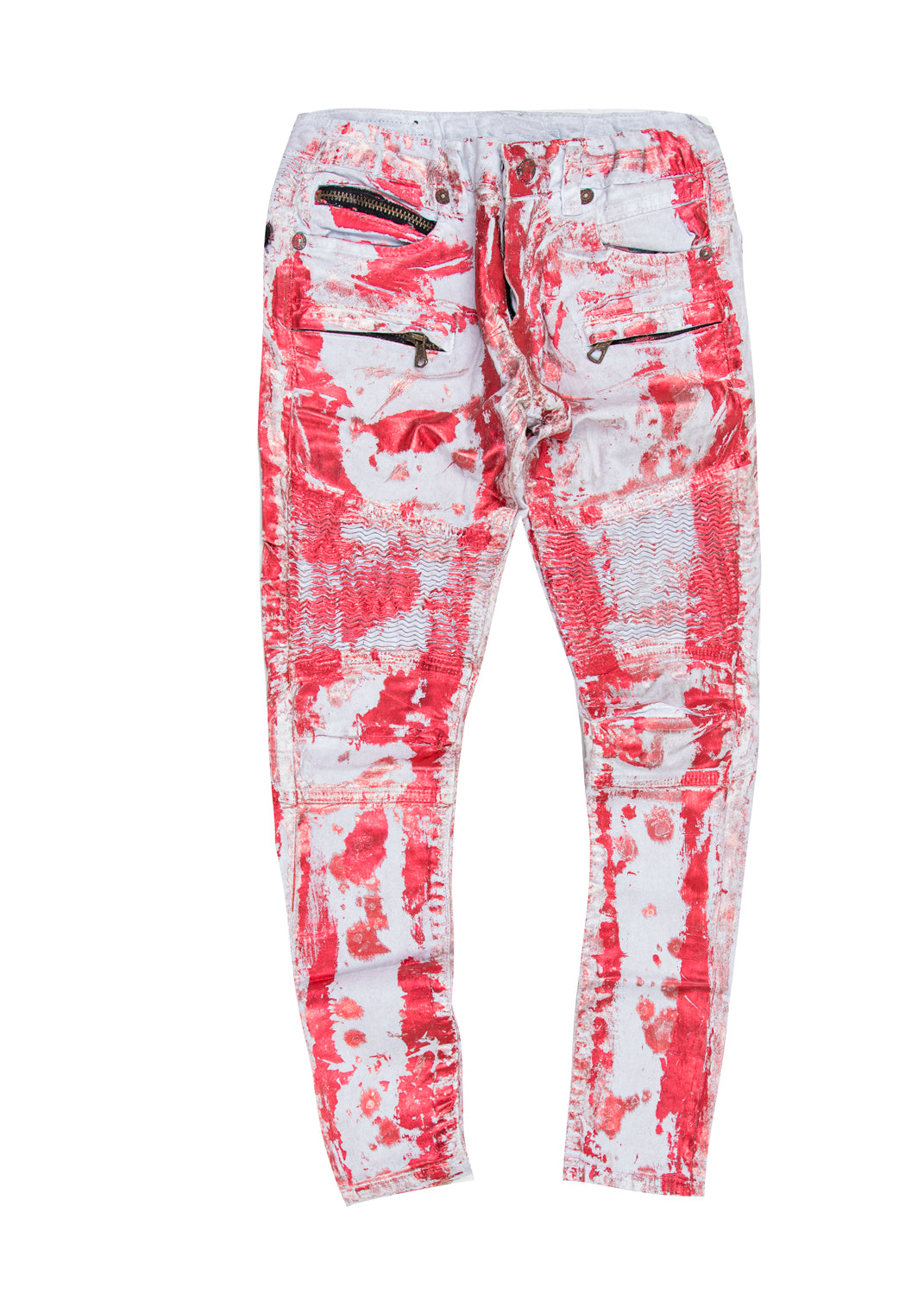 red biker pants