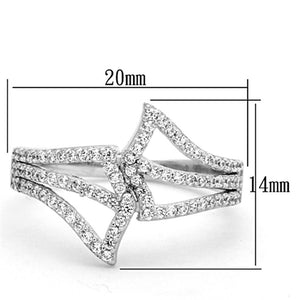 TS152 - Rhodium 925 Sterling Silver Ring with AAA Grade CZ  in Clear
