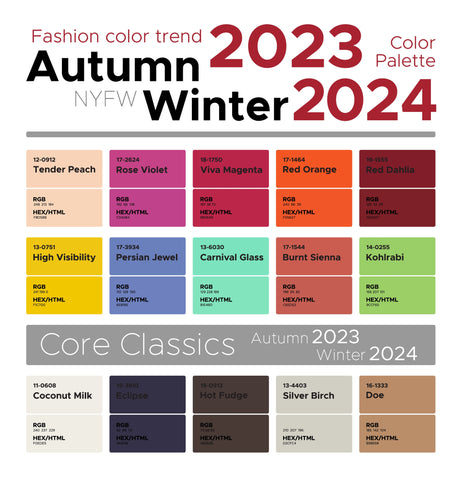 Color chart New York Fashion Week Autumn-Winter 2023-2024