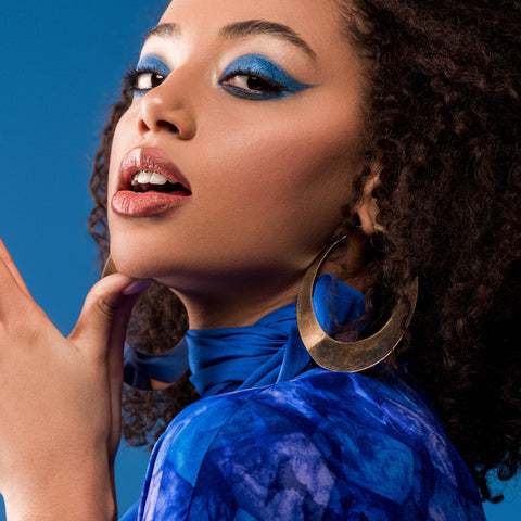 Model with Sapphire Blue Eyeshadow