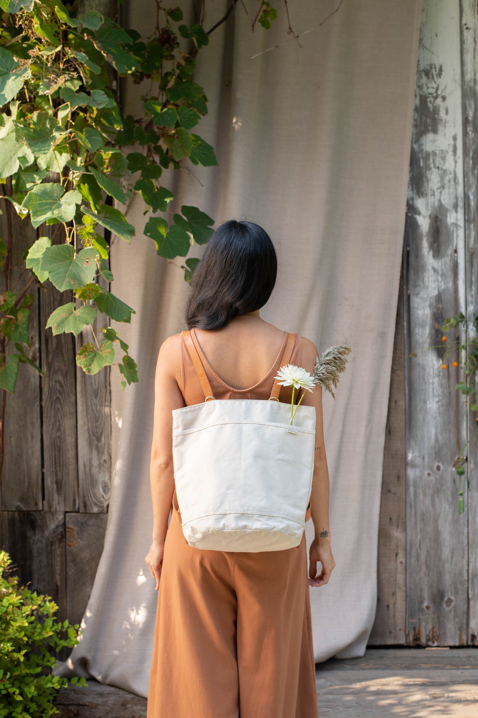 Sewn backpack by Arounna Khounorraj