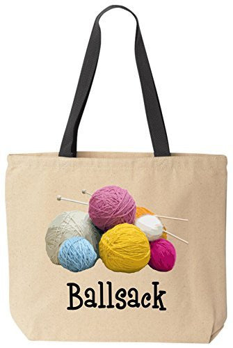 Ballsack Funny Cotton Canvas Tote Bag Reusable by BeeGeeTees