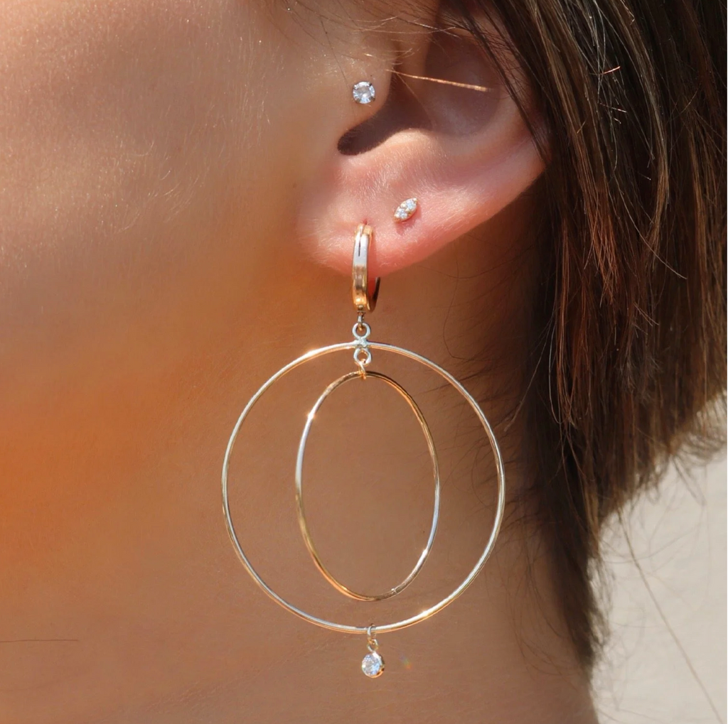 Gold Filled Hoop Earrings on model | Camille Jewelry