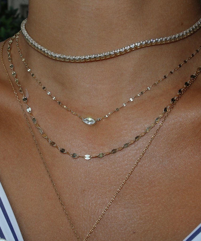Gold Vermeil Layered Necklaces On women's neck | Camille Jewelry