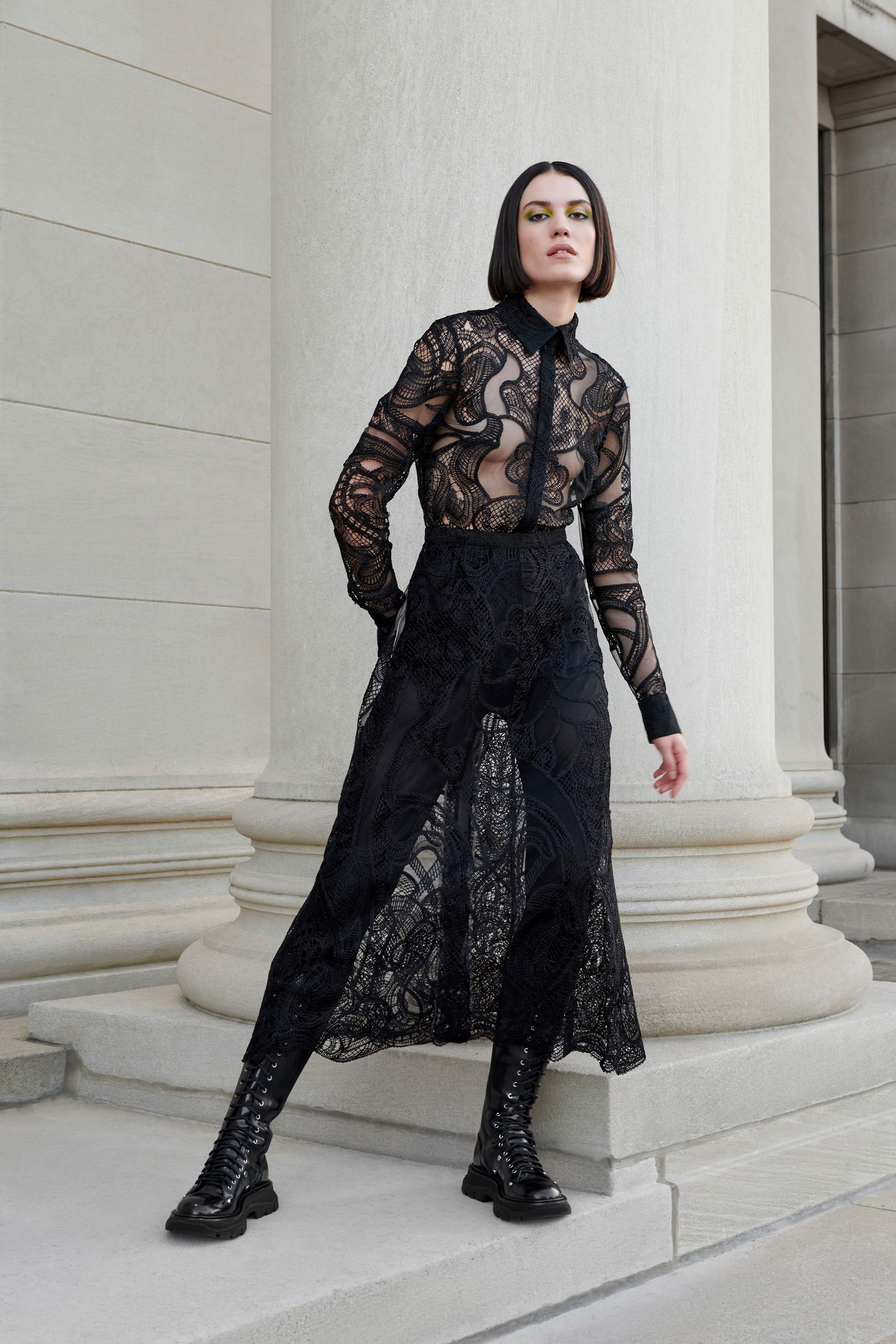 Abstract Lace Bell Skirt