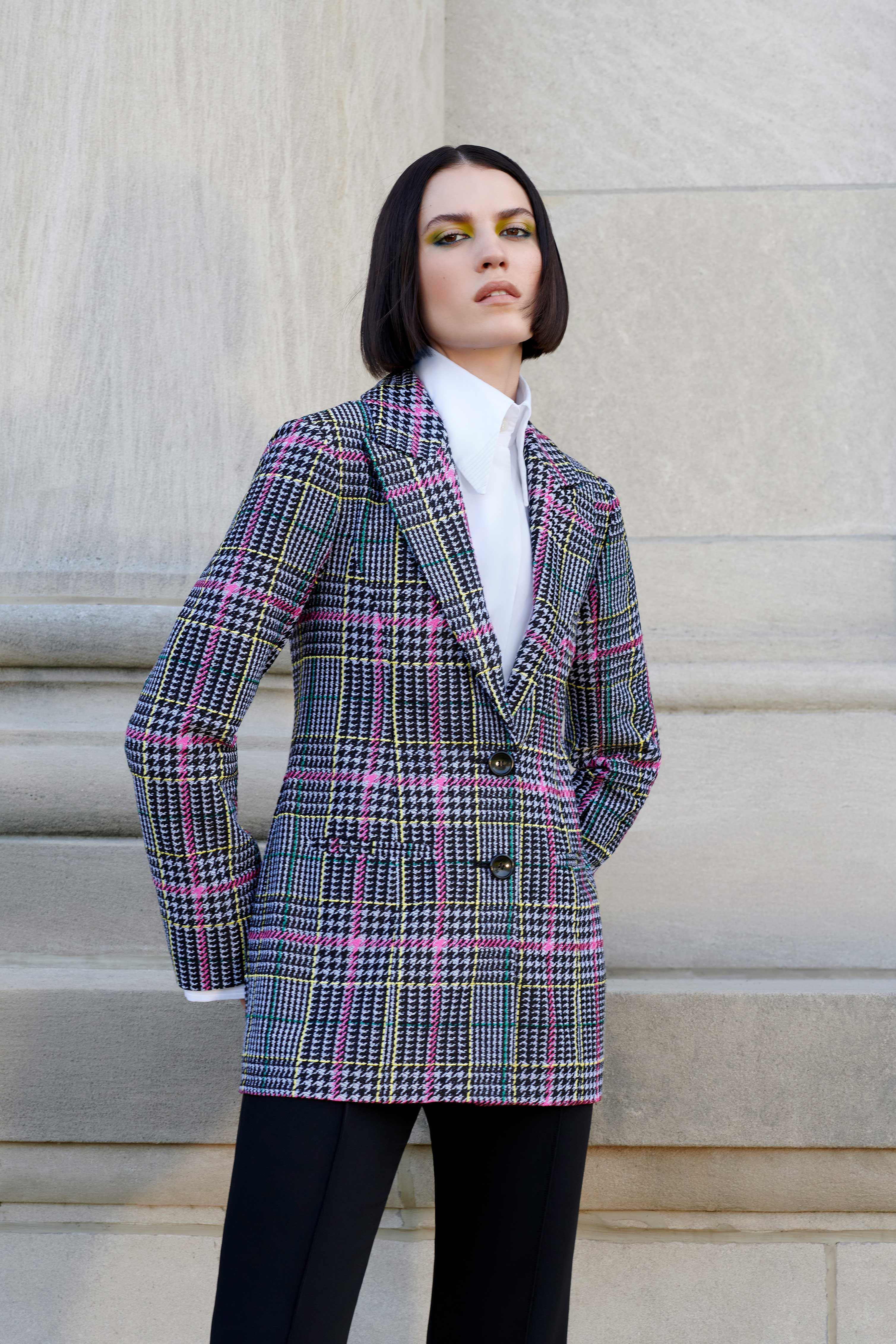 Neon Glen Check Lace Blazer