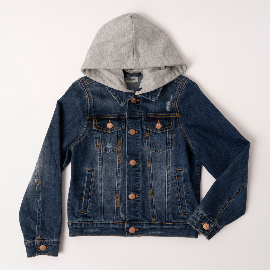 KIDPIK Boys Premium Stretch Denim Hooded Jean Jacket, Size: 2T - XXL ...