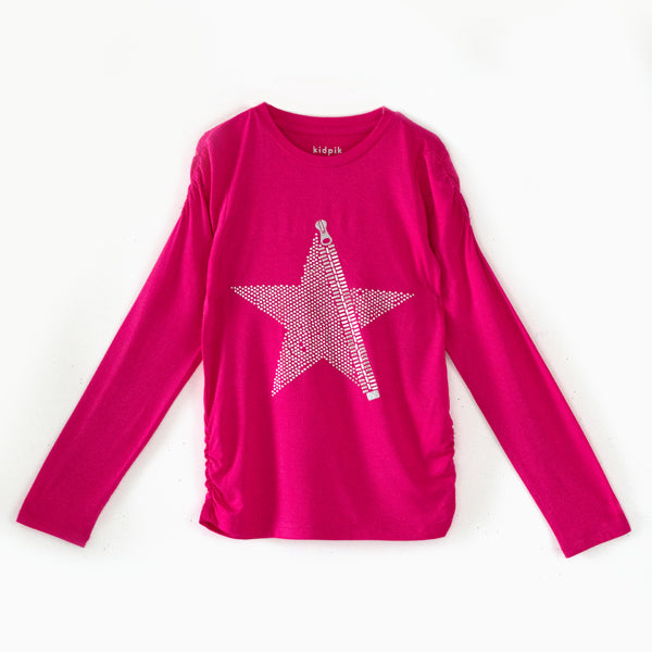 Zipper Star Ruched Tee