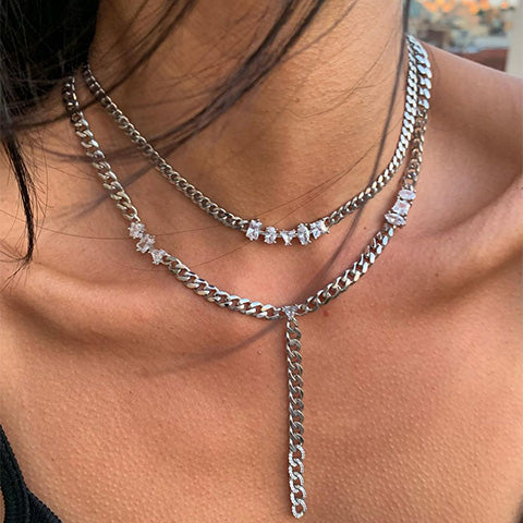 A Long Crystal Necklace