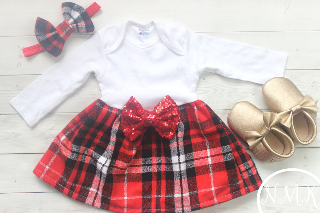 red plaid baby dress