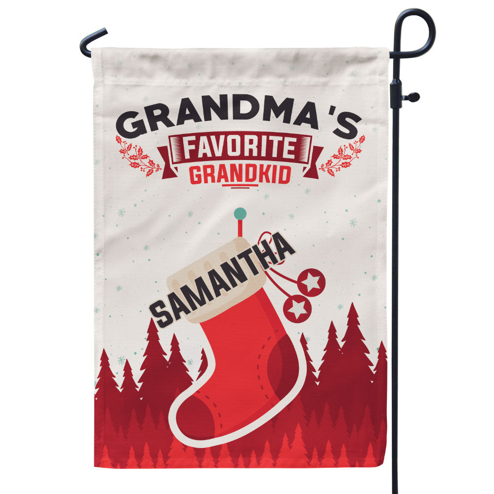 Grandma’s Favorite Grandkids Stocking Personalized Flag - Mostly Pillows