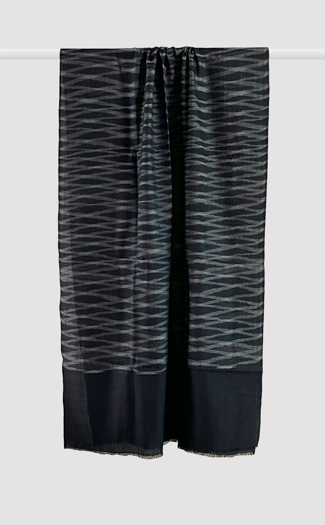 Black Honeycomb Patterned Ikat Mens Shorts