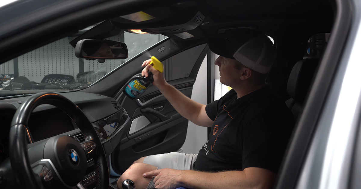 Cleaning Car Windshield with Stoner's Invisible Glass