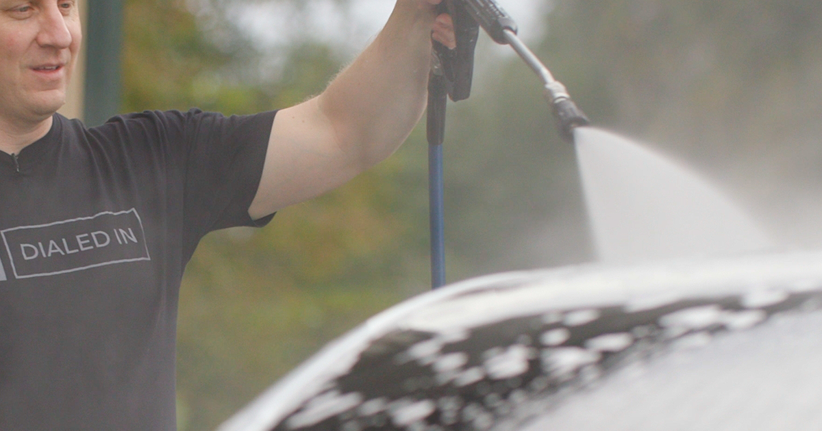 Rinsing Tesla Model 3 with Deionized Water