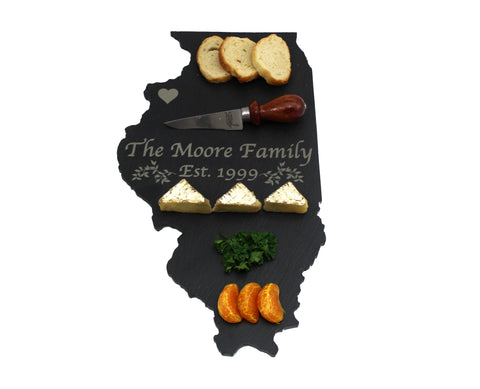 Illinois Slate Cheese Board- Personalized with Laser Engraving