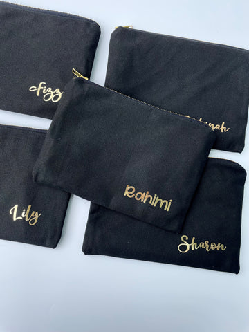 Font style personalised custom zip bag pouch black gold font my gift maker gift delivery singapore 