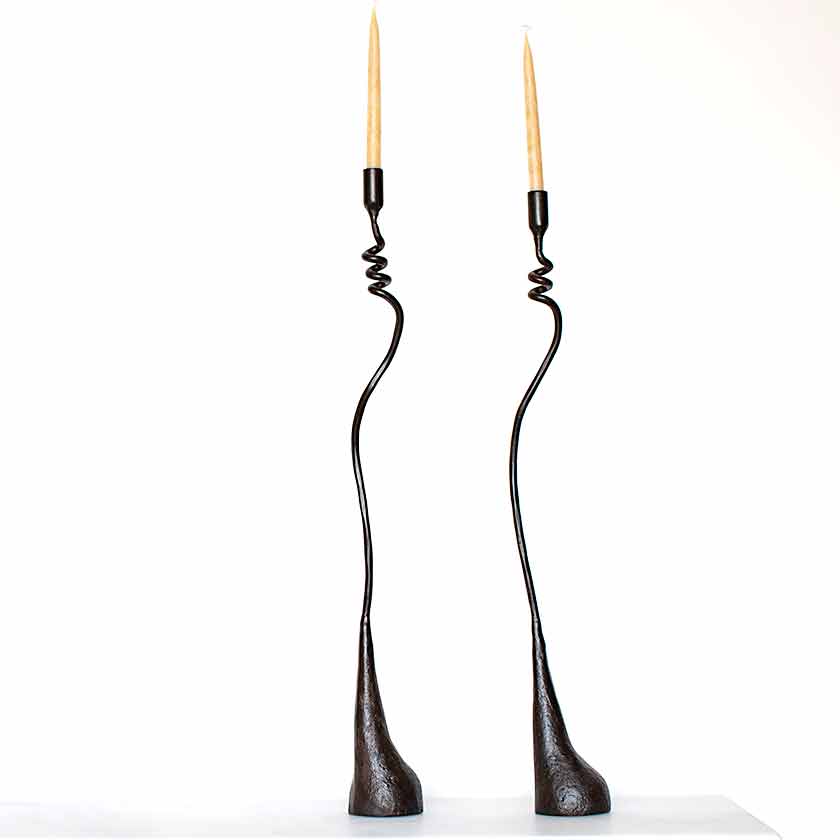 Chamberstick Candleholder in Smokey Black - DaVallia