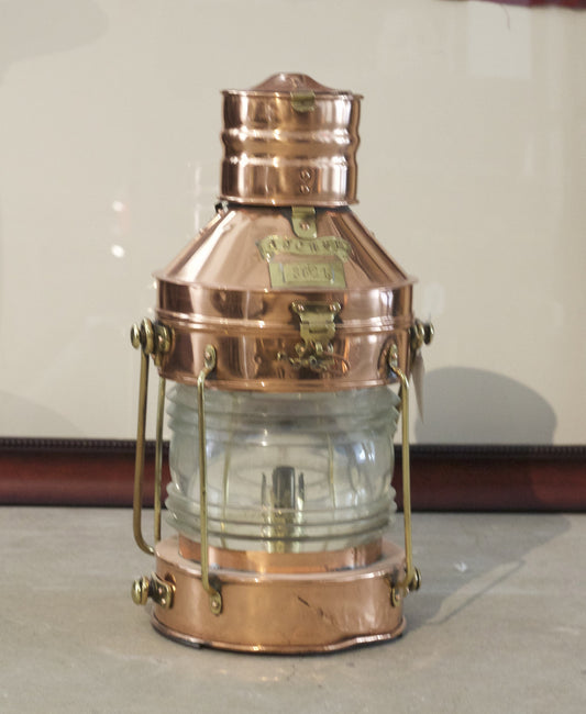 Ship's Anchor Lantern of Copper and Brass with Fresnel Glass Lens by R –  Lannan Gallery
