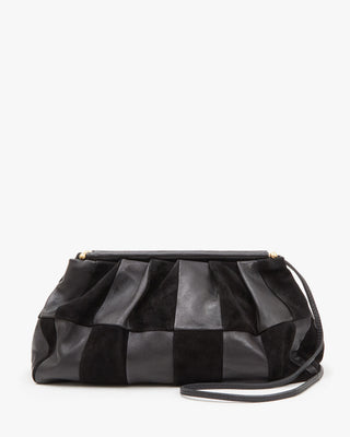 Clare V. Foldover Tabs Clutch - Black Woven Checker