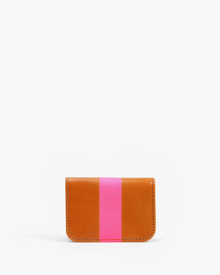 Clare V. Le Zip Bag w/ Front Pocket in Cognac & Pacific Stripe