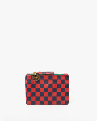 Red & Navy Checker Wallet Clutch