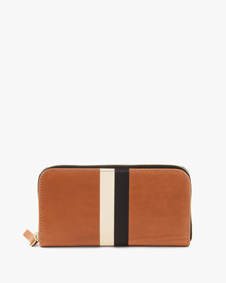 Wallet Clutch Camel Nubuck with Black and White Stripe – Clare V.