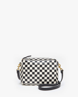 $345 Clare V. Los Angeles Midi Sac Stripe Perforated Leather Crossbody Bag  Black