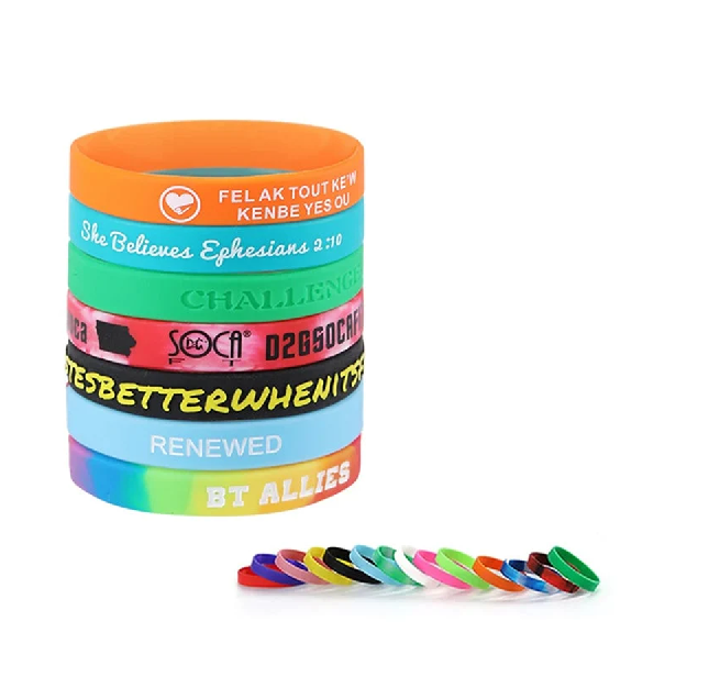Personalized Wristbands - Custom Text Printing - Rubber Silicone Bracelet Events, Motivation, Gifts, Cancer Support, Fundraisers, Awareness