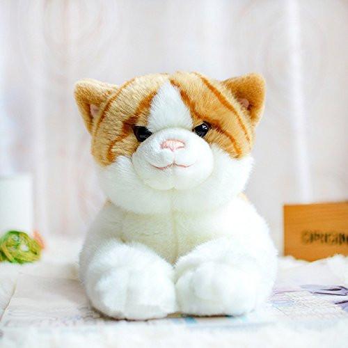 orange and white stuffed cat