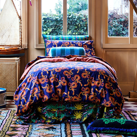 Kip & Co Slither Navy Cotton Duvet Cover