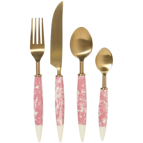 Kip & Co Pink Marble Cutlery Set