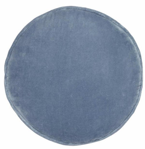 Castle Velvet Penny Round Cushion - Dusty Blue