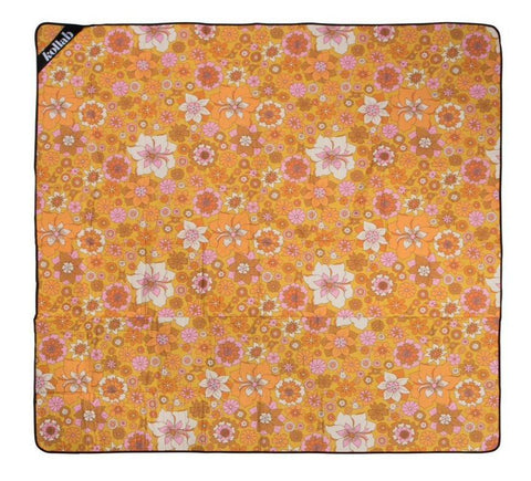 Kollab Picnic Mat - Retro Floral Mustard