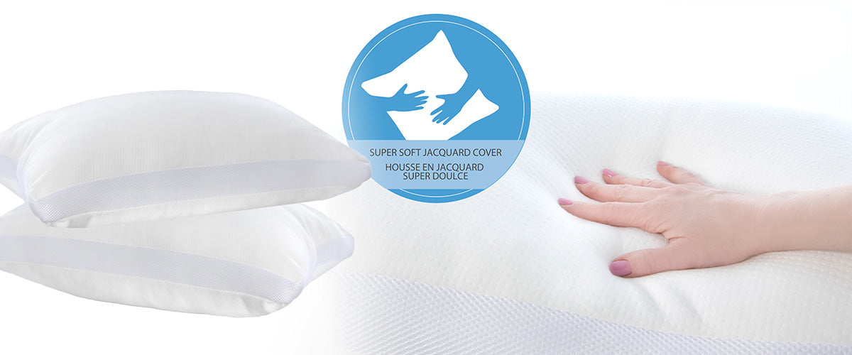 Firm basic pillow with hand pressing on it