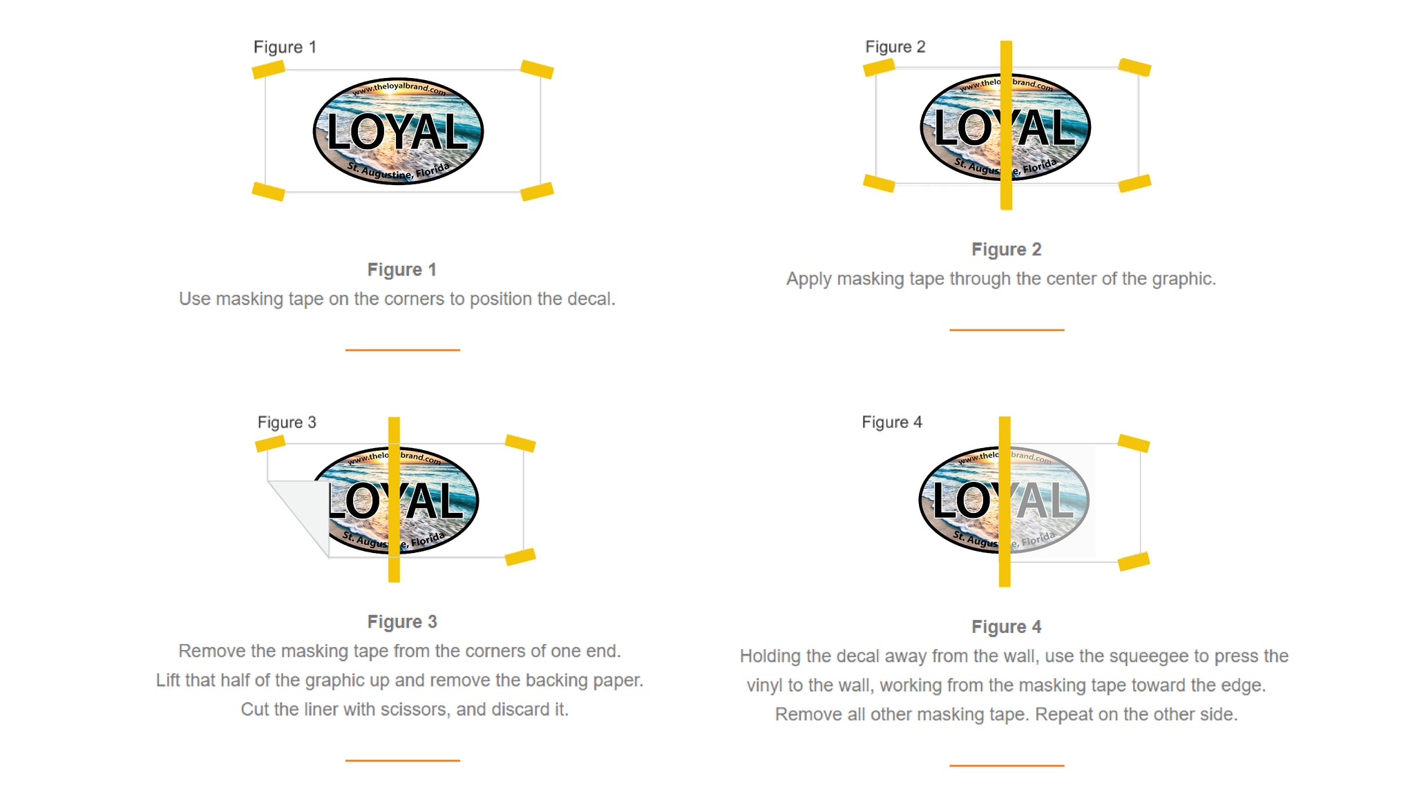 Decal application using the hinge method